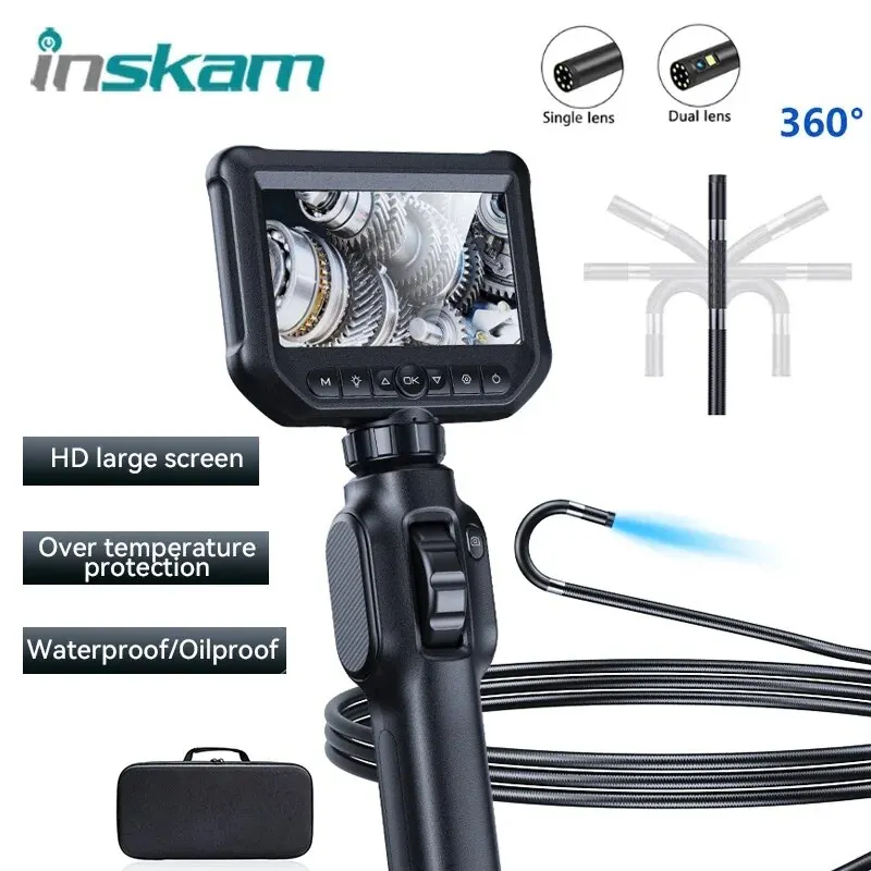 Two-Way Articulating Borescope Industrial Endoscope with 8.5mm Articulating Camera Snake Cars Inspection Camera For IOS Android