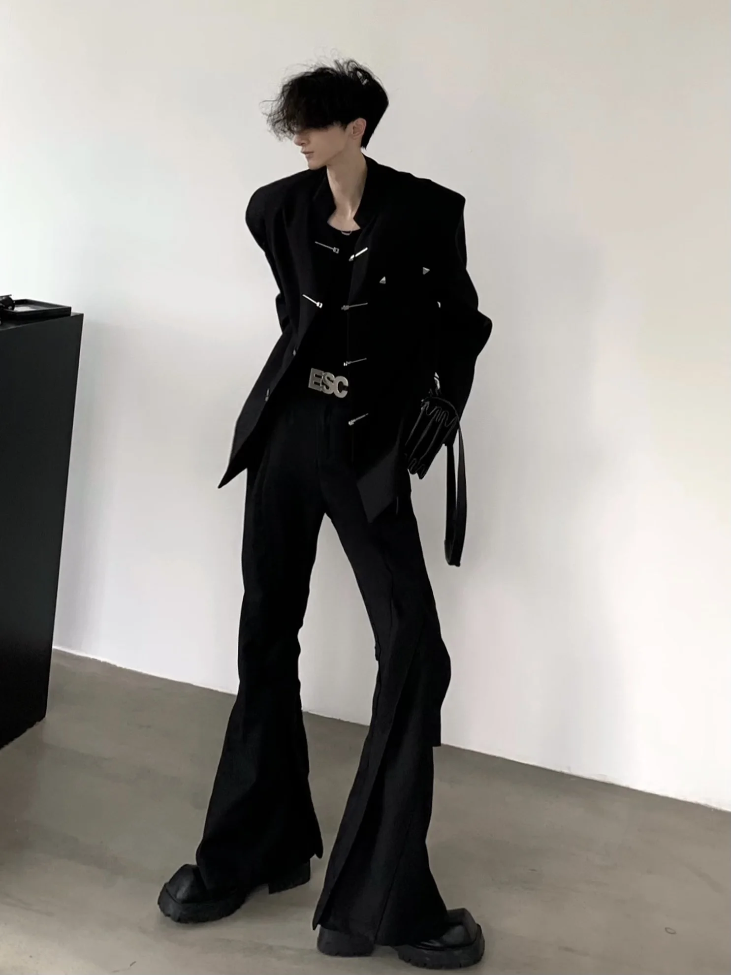 Description Picture 6 of itemFashion 2024 Autumn Suit Jackets Men's Solid Color Stand Collar New Chinese Style Blazers Padded Shoulder Long Sleeve Suit Coats