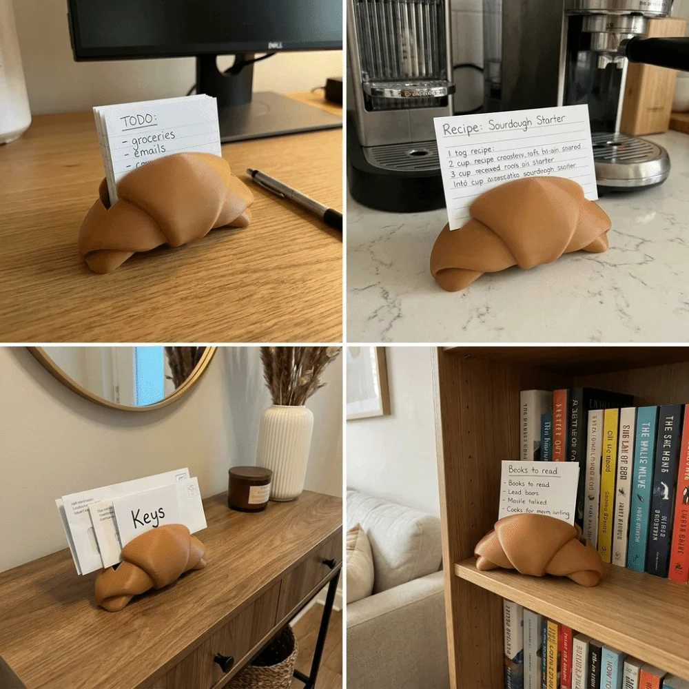 3D 인쇄 명함 홀더 플라스틱 크루아상 모양의 데스크탑 카드 홀더 카드 정리함 명함 케이스 사무용품
