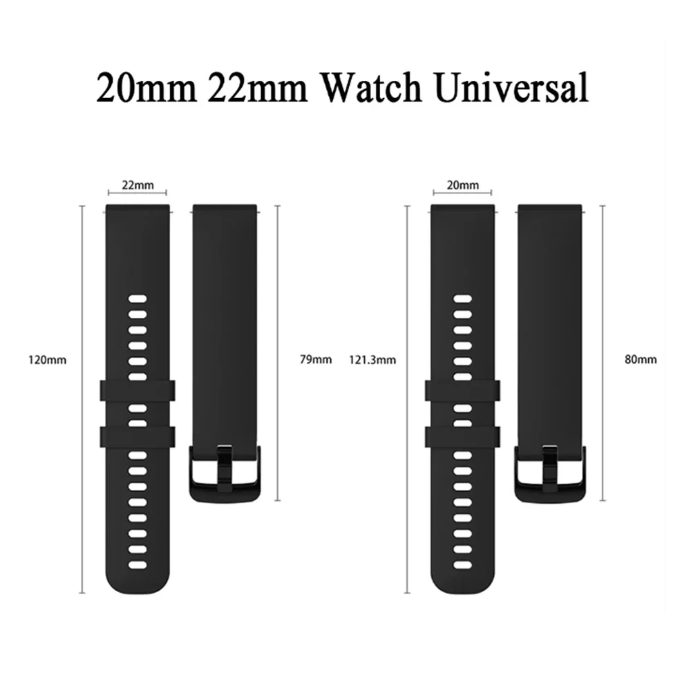 Versatile Silicone Smartwatch Strap, 20-22mm - Sport Band Bracelet Belt
