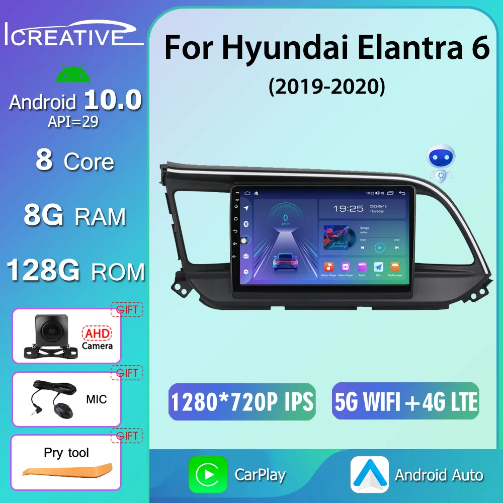 

7862 8G 128G Android All In One Car Intelligent System For Hyundai Elantra 6 2019 2020 CarPlay DSP Navigation GPS MIC 1280*720P