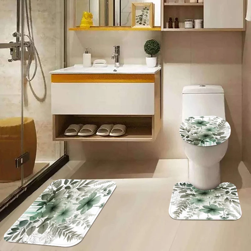 Set Decorativo Per Bagno ETOPARS Tappeto Per Tenda Da Doccia Per Bagno Con Struttura In Marmo Set 4 Pezzi Tappetino Da Bagno Morbido E Antiscivolo, Tappeto A Forma Di U, Coperchio Per