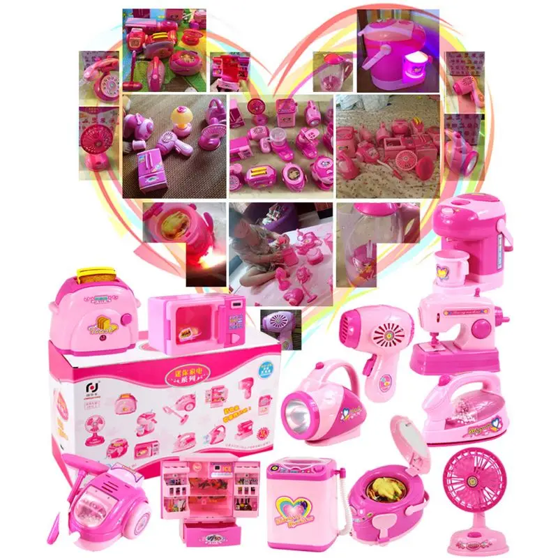 Children Kid Boy Girl Mini Kitchen Electrical Appliance Vaccum Cleaner Toy Set Early Education Dummy Household Pretended Play