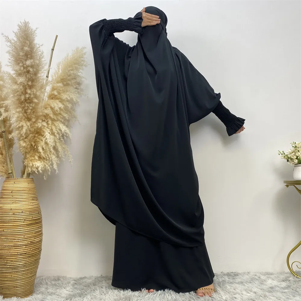 Conjunto de moda musulmana para mujer, bata de dos piezas, manga larga, ropa islámica, Dubai, Arabia Saudita, Turquía, color sólido, vestido elegante