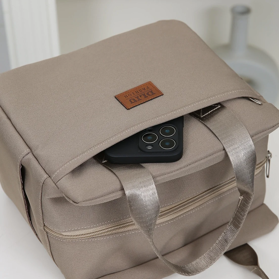 Einfarbige Lunch-Tasche mit Aluminiumfolie-Innenfutter und Reißverschluss, Große Kapazität Tragbare Arbeitstasche, Aufbewahrungstasche, Handtasche – Detail 11