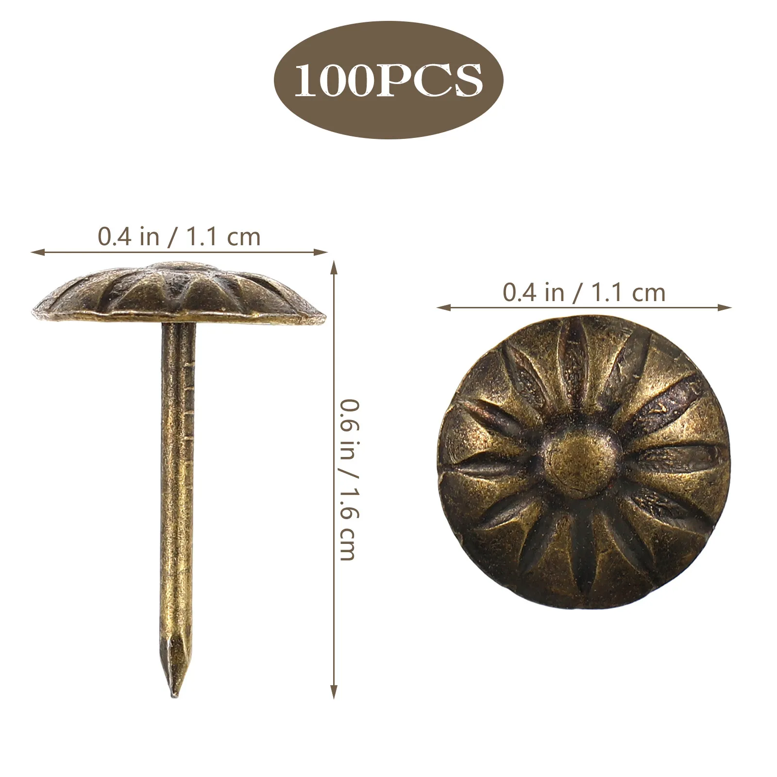 100Pcs 장 실내 장 핀 철 전기 도금 마감 꽃 디자인 가구 소파용 작은 절묘한 못