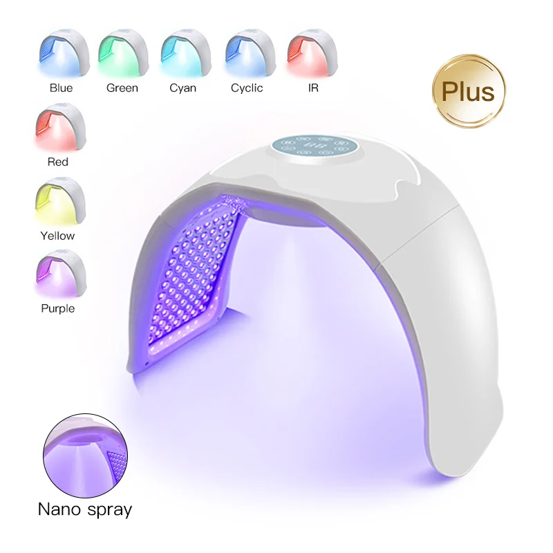 Foreverlily 8 Colors PDT LED Photodynamic Therapy LED Facial Mask Hot Cold Nano Spray Steamer Anti Wrinkle Lighten Spots Tool