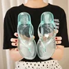Crystal Flip Flops Women Flat Summer Outdoor Slippers Transparent Female Solid Color Home Jelly Color Beach Sandals Shoes 1