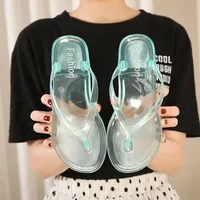 Crystal Flip Flops Women Flat Summer Outdoor Slippers Transparent Female Solid Color Home Jelly Color Beach Sandals Shoes 1