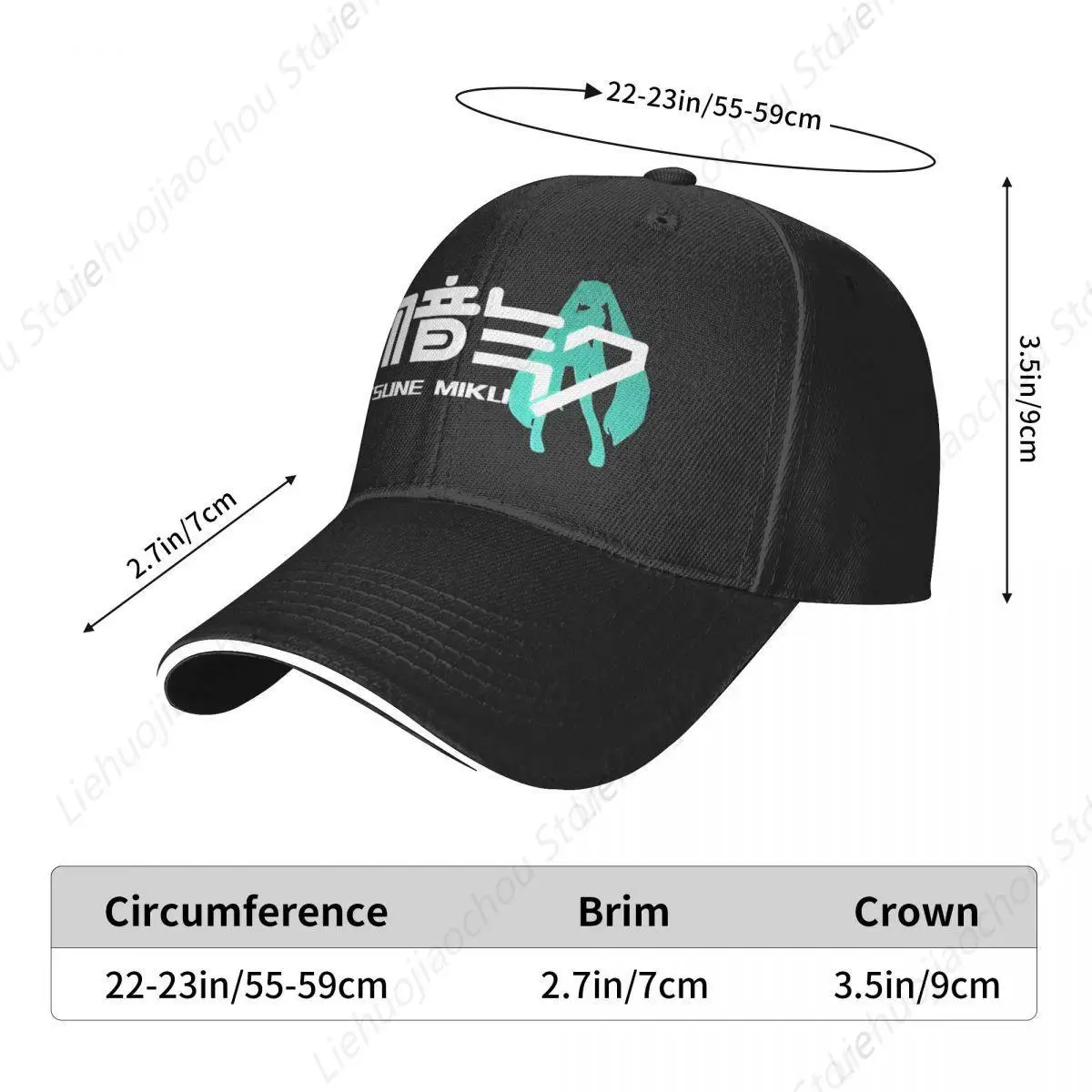 Miku Virtual Idol Japanese Anime Fans Baseball Caps Hip Hop H-HATSUNE Sandwich Caps Men Women Adjustable Dad Hat Sport 3