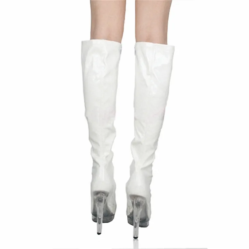 Six inches of sexy over knee boots, fashion crystal stiletto heels, and women's skinny thighs 13cm dance shoes