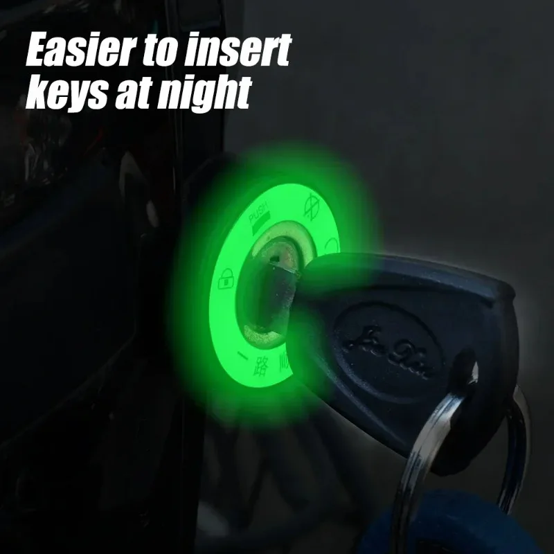 Glow in The Dark Stickers Ignition Key Ring Stickers Car Motorcycle Scooter Self-Adhesive Decals Decorative Safety Key Sticker