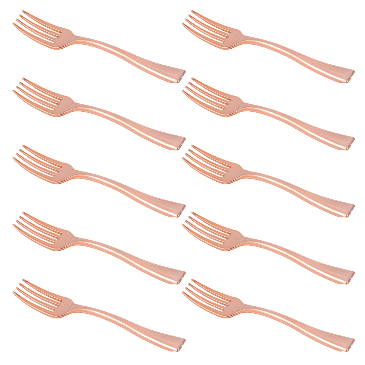 Stainless Steel Table Forks Plastic Disposable Mini Gold Utensils Flatware Salad Cutlery Cocktail Cake Dessert Tasting 24pcs