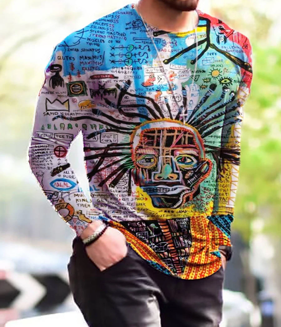 Vintage Punk Street Style Men's Long Sleeve T-Shirts Spring