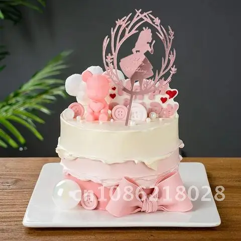 

1Pc Happy Birthday Beautiful Girl Acrylic Cake Topper Shiny Butterfly Cake Flags For Kids Baby Shower Cake Decoration