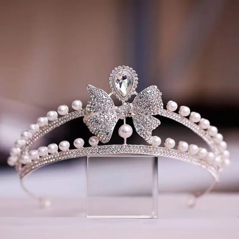 Hair Crown Alloy Rhinestone Pearl Crown Headdress Bridal Birthday wedding accessories tiara H823
