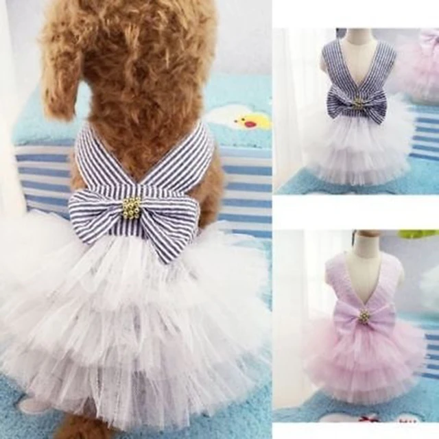 Vestito Per Cani Principessa - Gonna In Tulle Con Fiocco, Bianco, Taglia S Per Cani Piccoli - Foto 3
