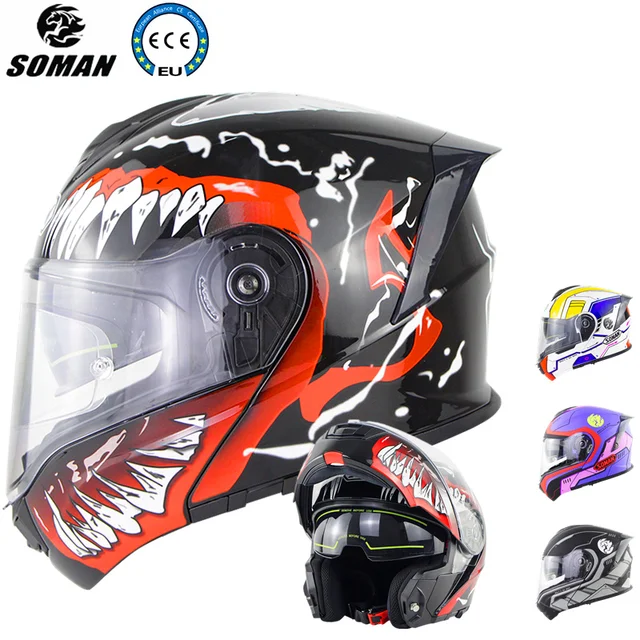 Venom – casque de moto à visage complet et becquet arrière, casque à rabat, certifié ECE, 2021 