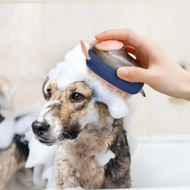 Cat Bath Brush 3-in-1 Dog Wash Brush Short Hair Dog Brush Paw Scrubber For Dogs Cat Grooming Cleaning With Liquid Dispenser And