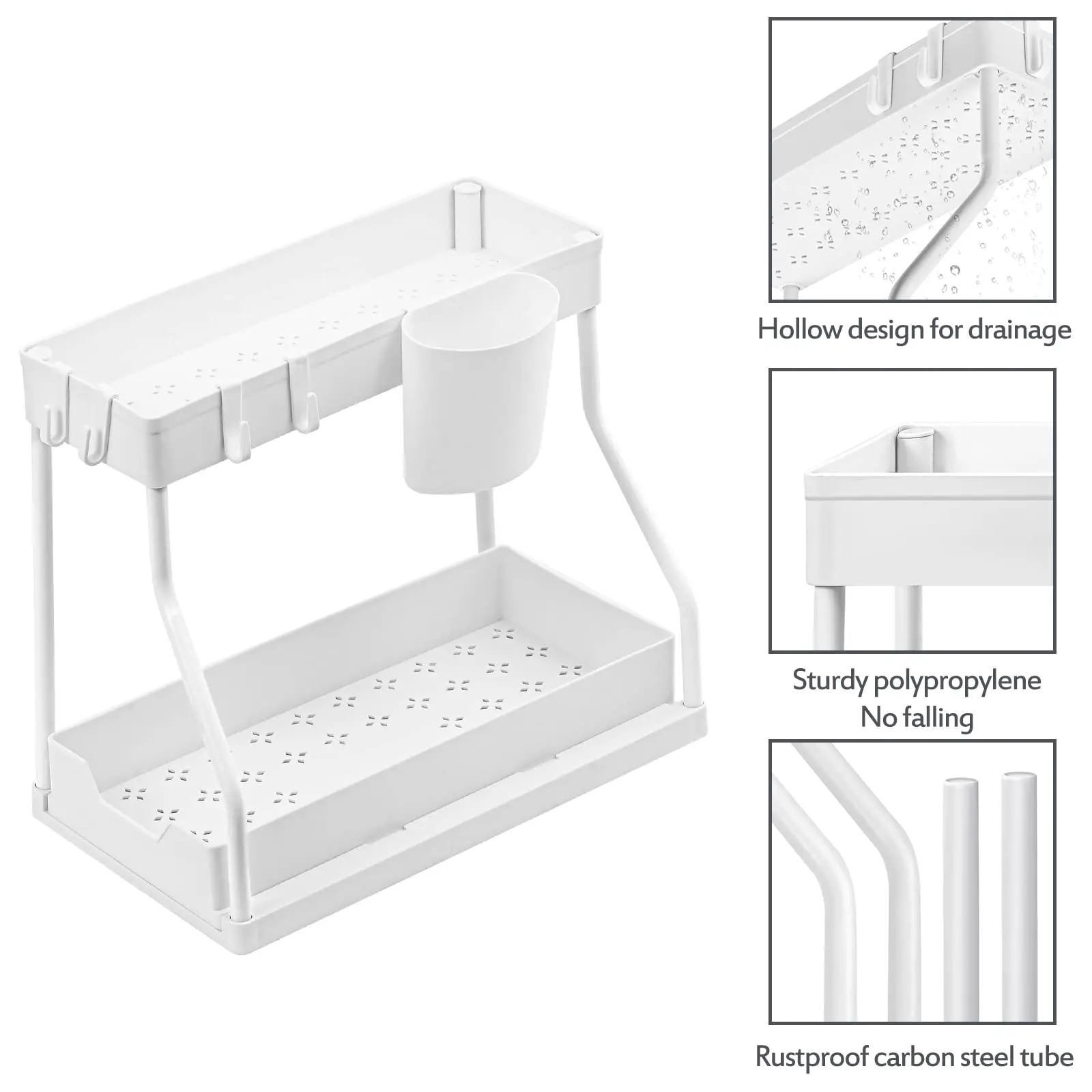Sink Organizer Kitchen Cabinet Organizer 2-Tier Under Sink Organizer L-Shape Sliding Under Sink Organizers and Storage, Counter Pull Out Storage Rack