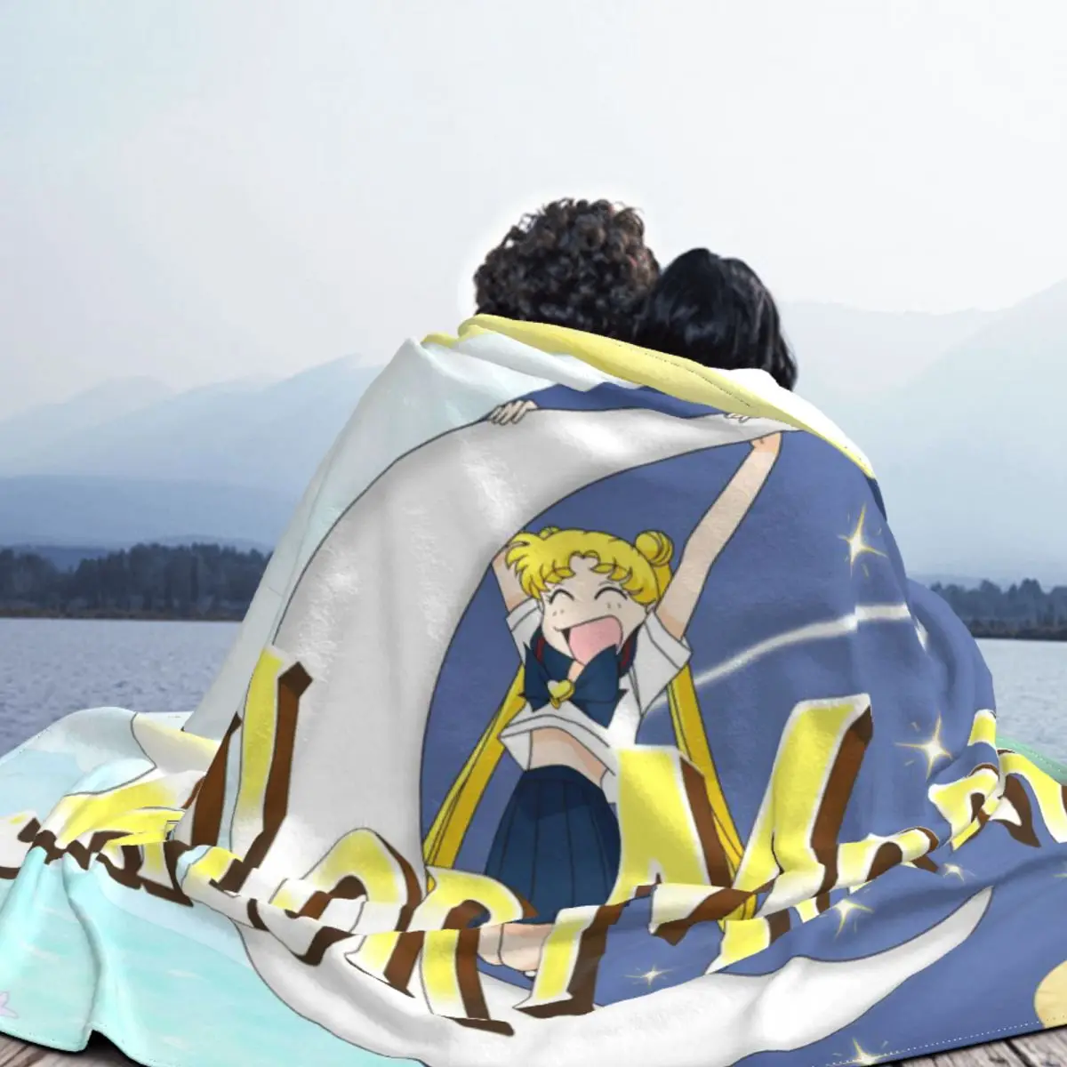 Moon Girl Anime Blankets Flannel Summer Breathable Super Warm Throw Blankets for Home Office Rug Piece