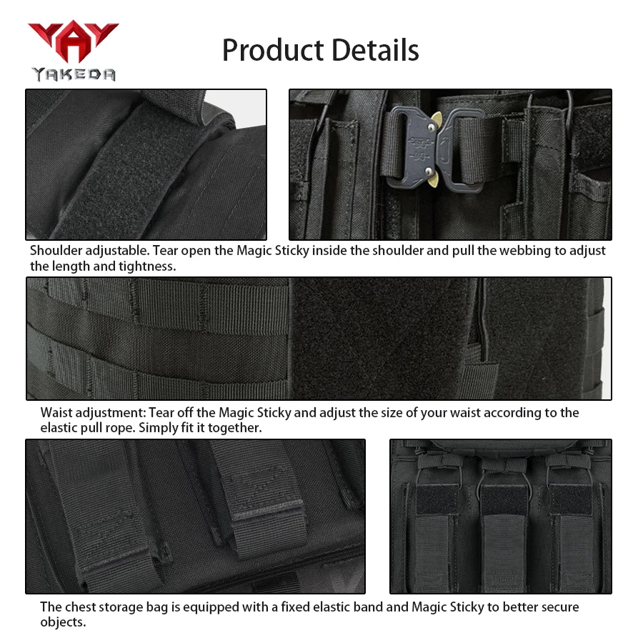 Tactical Vest with Metal Buckles and Accessory Bags for Hunting