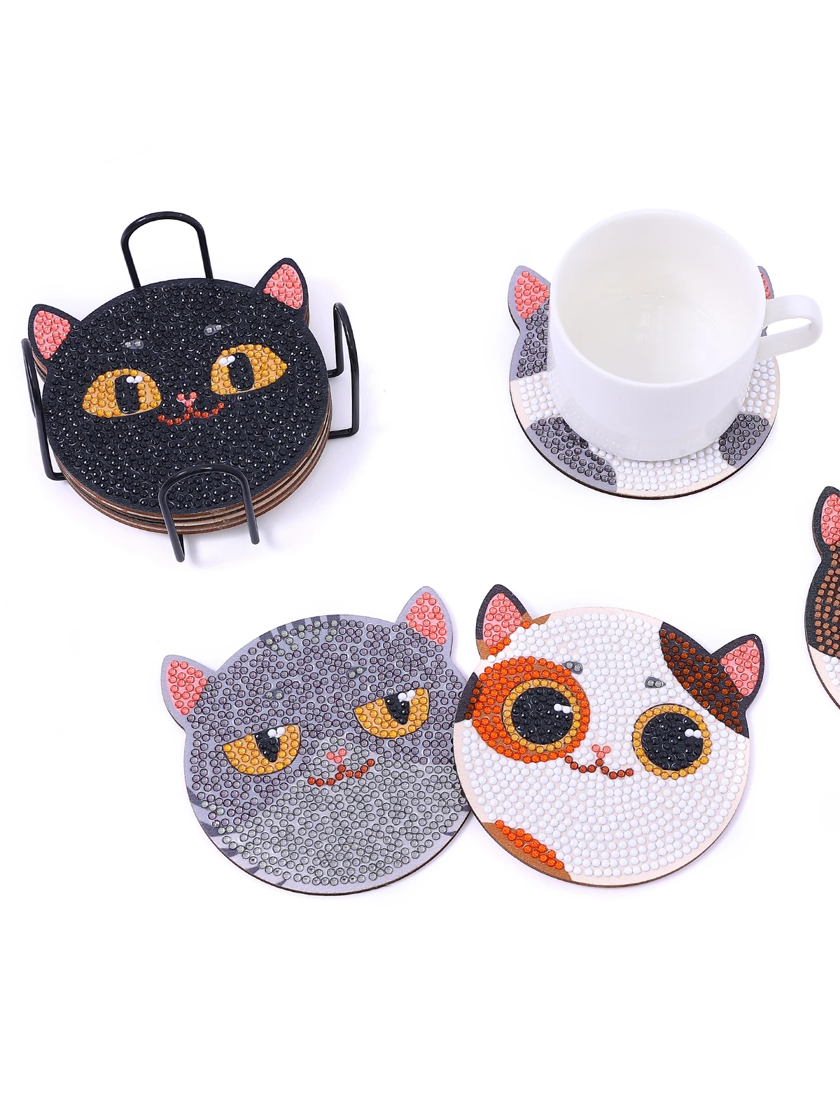 8 Pack - DIY Cat Diamond Art Coasters