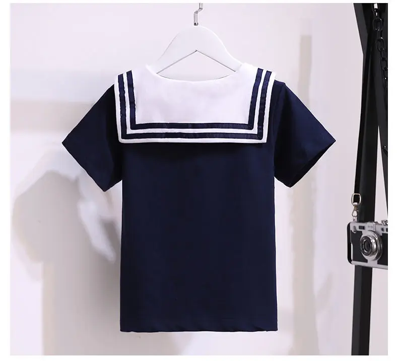 Girls Pleated Skirt Suits Summer Navy Style Children's Skirt 2 Pcs Sets Teen Girls Elementary School Uniforms Student Clothes cute Clothing Sets