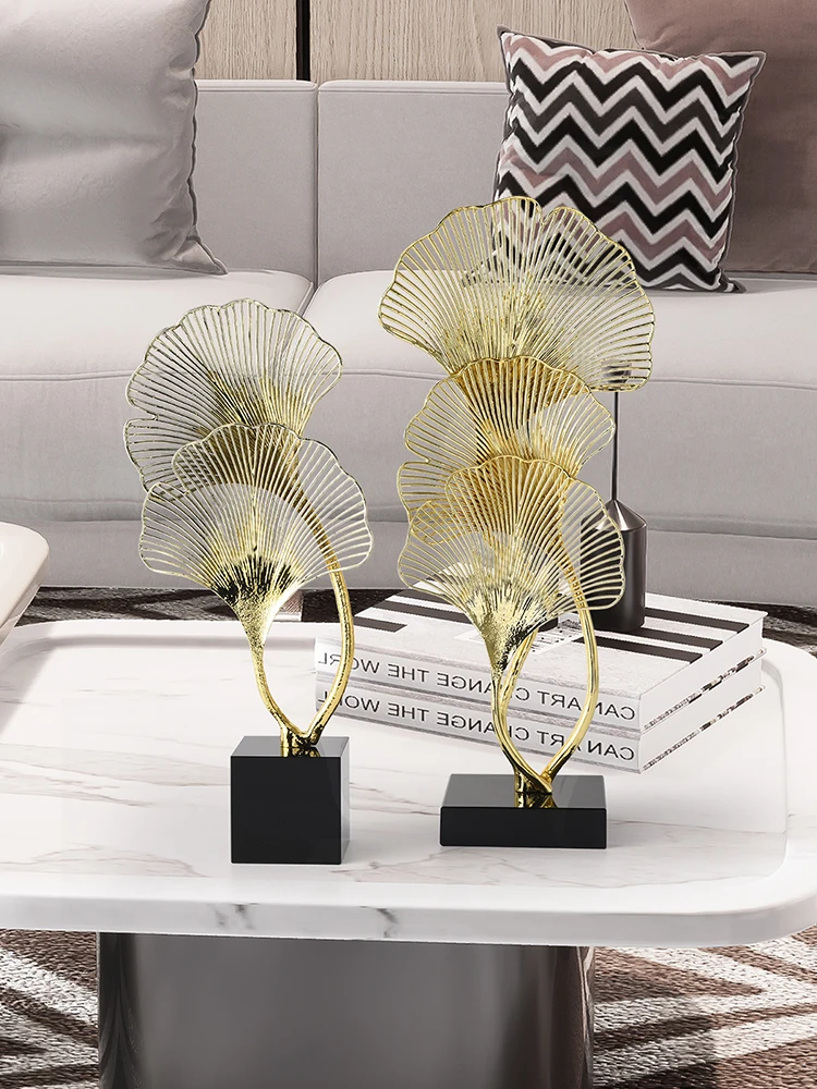 

Creative, high-end ginkgo ornaments, modern light luxury living room, TV cabinet, coffee table, entryway wine cabinet