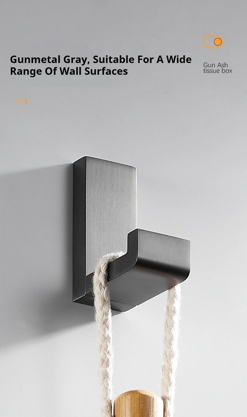 Description Picture 4 of itemBathroom Gun Grey Single Coat Hook Bathroom Hardware Replacement Robe Hooks Stylish Minimalist Design Perforated Installation