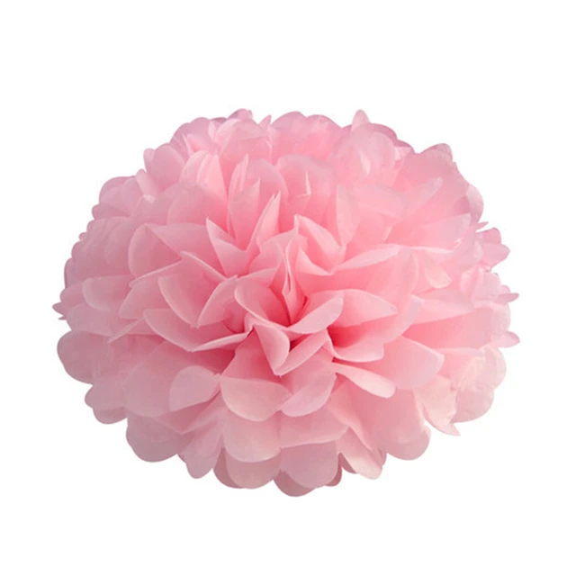 Hot Sale 15pcs 25cm(10inch) Light Pink Tissue Paper Pom Poms