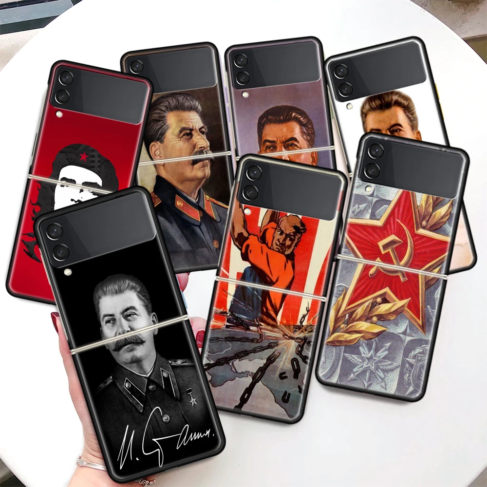 Custodia Per Telefono Coque Russian Stalinus Urss Coque Per Samsung Galaxy Z Flip 4 3 5G Black Hard Cover Zflip 3 4 Luxury Antiurto Bum