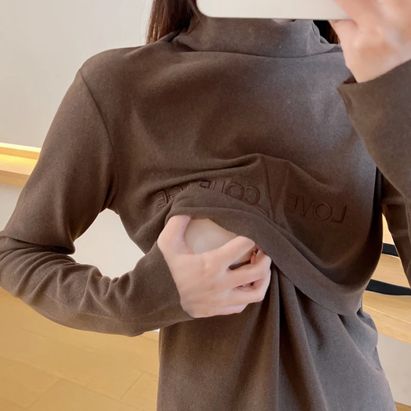 Maternity High Collar German Fleece Warm Nursing Clothes For Nursing Hoodies Mothers Breastfeeding Clothes Pregnant Clothes P14 5