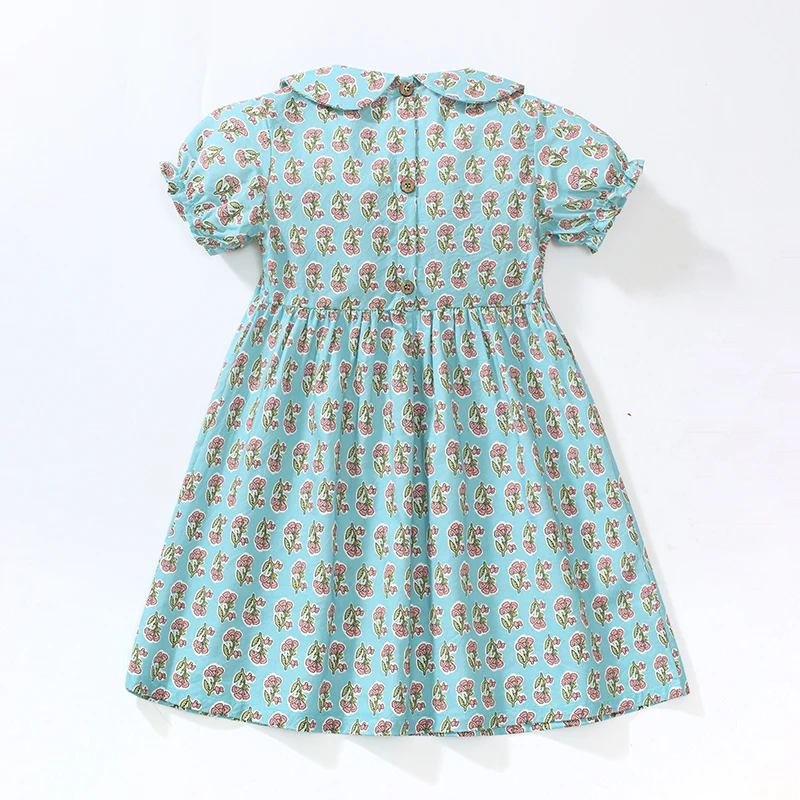 Kids Clothes 2025 Summer Dress Baby Girls Cartoon Flowers Holiday Dresses Children's Clothing Vestidos Cotton