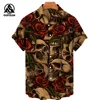 Summer Fashion Men's Short Sleeve Casual Printed Shirt Flowers Horror Skull Print Vacation Travel Oversized Top Size S-5XL 1