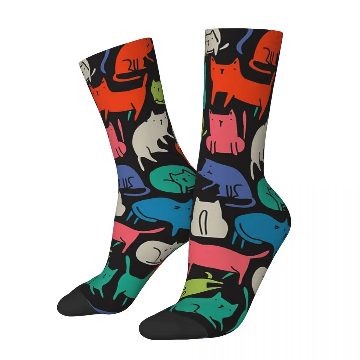 

Крутые коты. Смешные Милые Красочные дизайнерские носки с животными, поглощающие пот чулки Харадзюку, всесезонные длинные носки, аксессуары