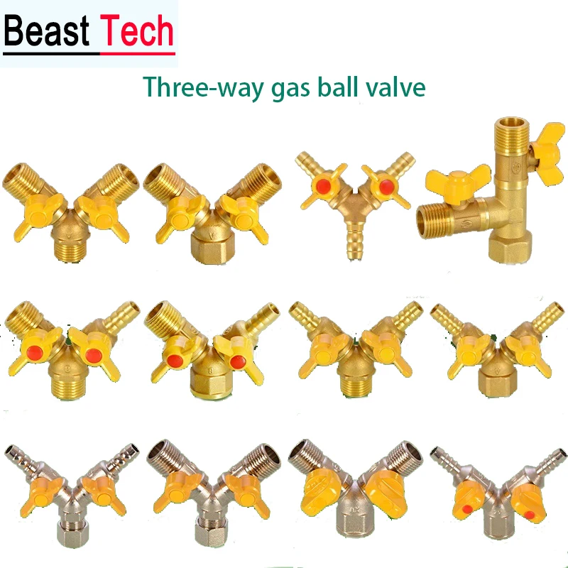 

Pipe Fittings 1/2 IN Ball Valve Fittings Liquefied Gas Gas Pipeline Valve Switch Copper Rod Copper Core Tee Socket Connector