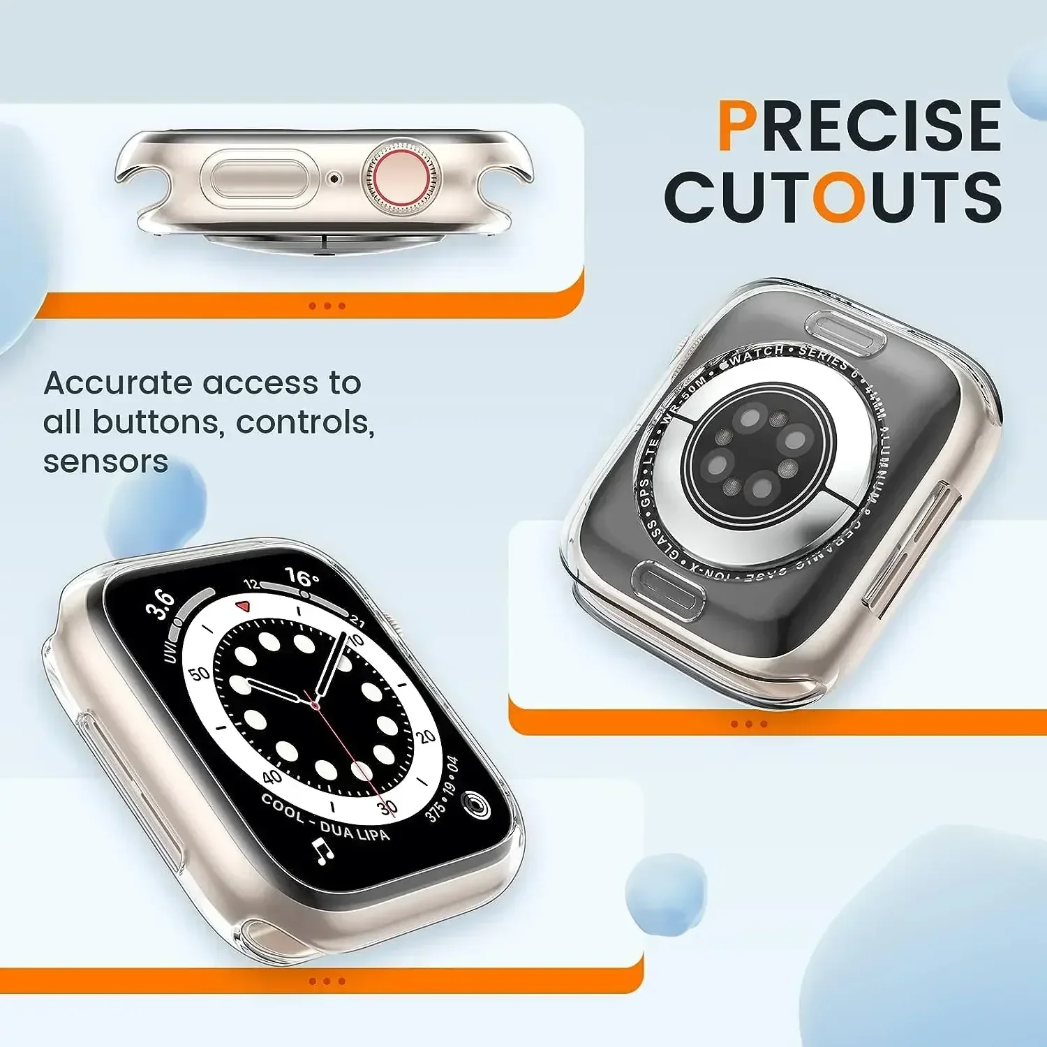 Case For Apple Watch 44mm 45mm 41mm 40mm No Screen Protector Full TPU bumper Cover iwatch series 9 8 7 SE 6 5 4 Accessories