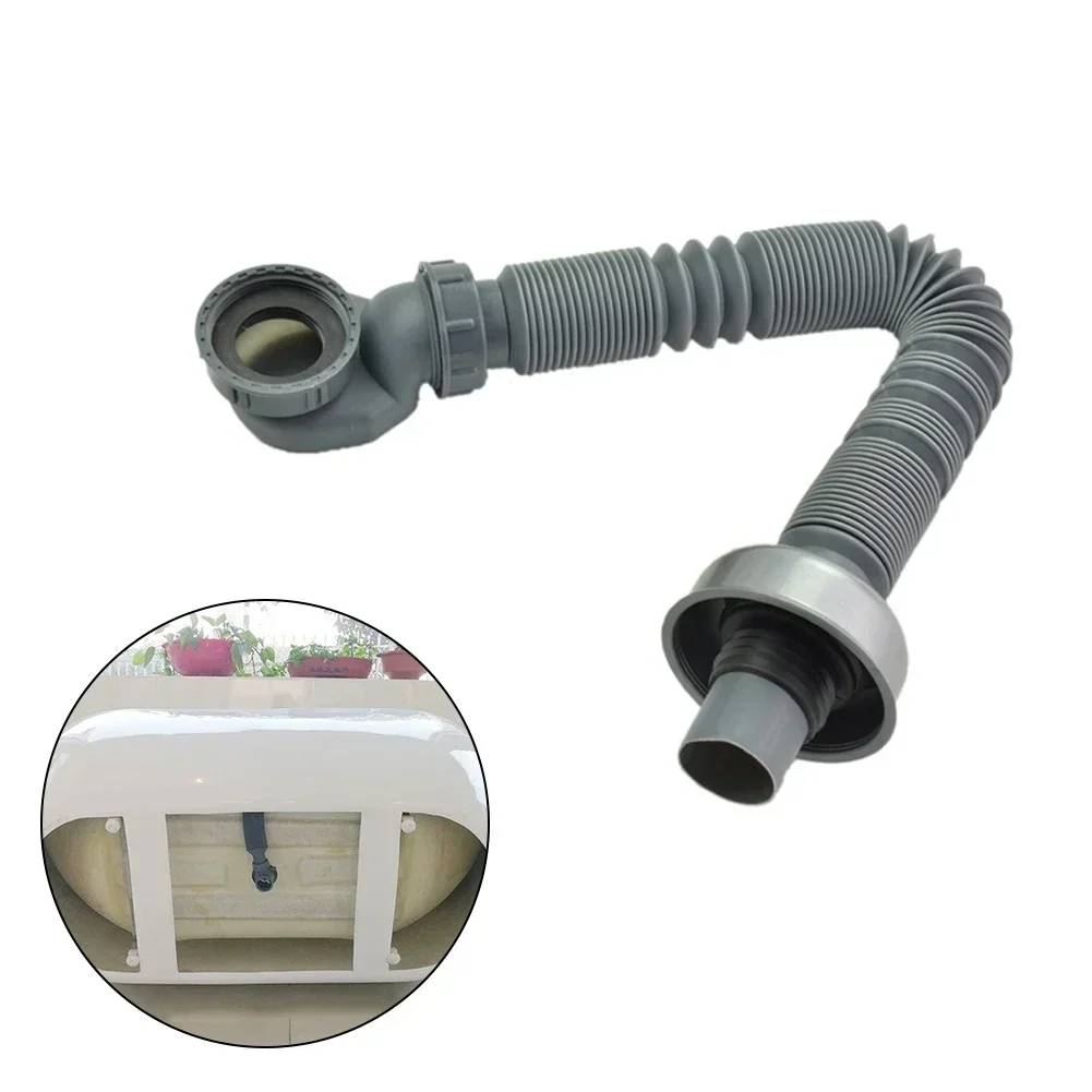 Plastic Flexible Strainer Sink Extension Drain Hose Pipe Elbow Extension Pip For Bathroom Kitchen Bathroom Accessories 1pc