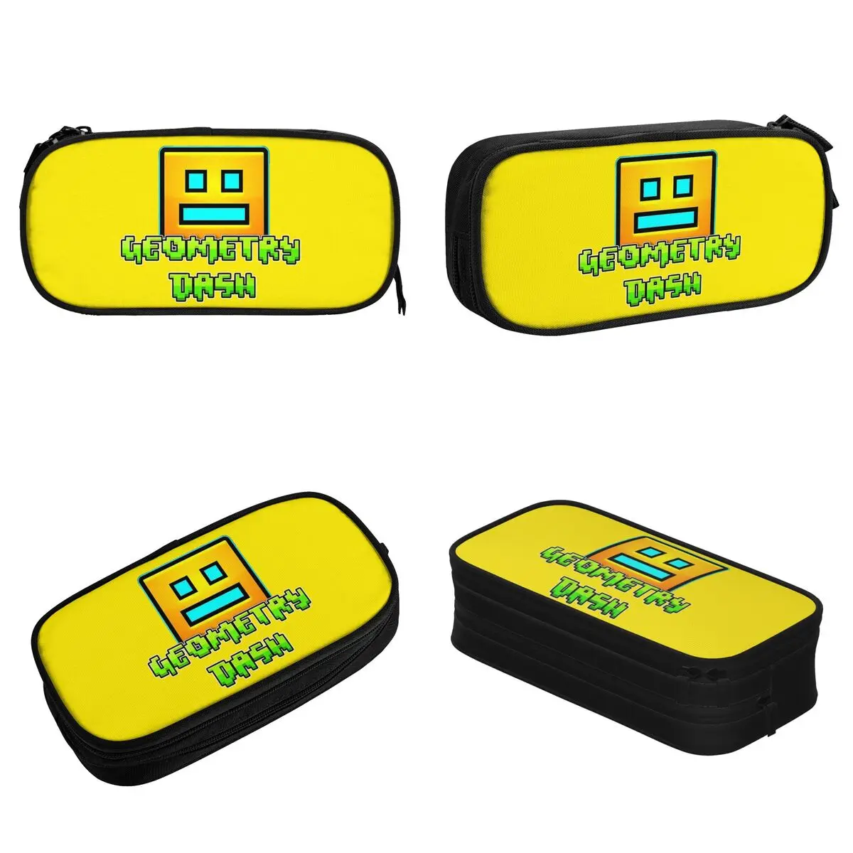 Geometric Dash App Fun Games Pencil Cases Geometry Dash Pencilcases Pen for Student Large Storage Bag Office Zipper Accessories