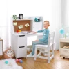 Kids Desk and Chair Set Wooden Study Table with Storage Shelf, Children School Learning Desk Set, Writing Table for Ages 3-8 2