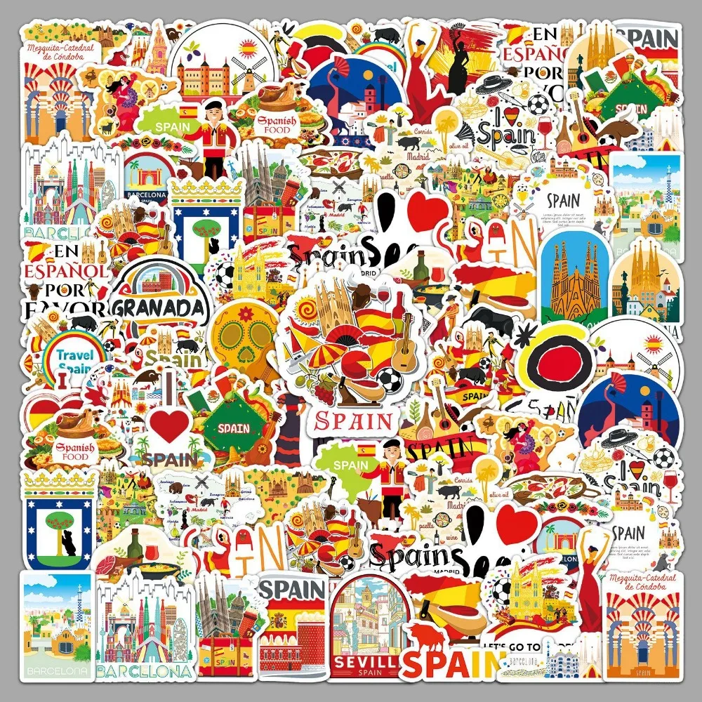 Cartoon Spanish Style Stickers Vinyl Laptop Decals Funny for Guitar Phone Luggage Skateboard Waterproof Graffiti Stickers 10/50pcs
