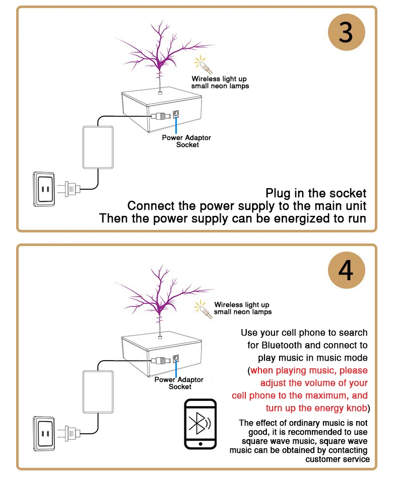 Music Tesla Coil Bluetooth/AUX Dual Mode Music Box Artificial Lightning Touchabl