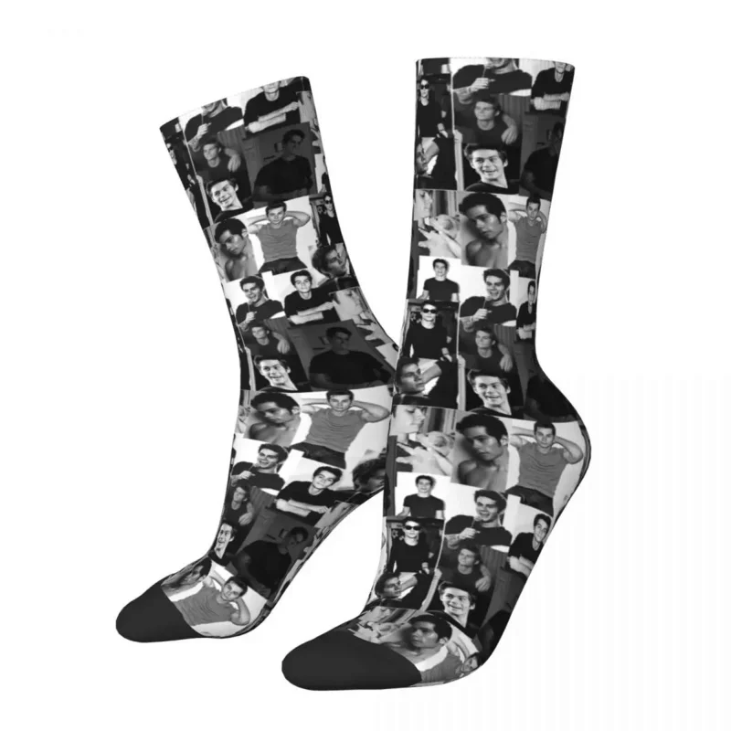 

Fashion Men's Socks Crazy Dylan O'Brien Collage Sock Polyester Vintage Actor Sport Women's Socks Spring Summer Autumn Winter