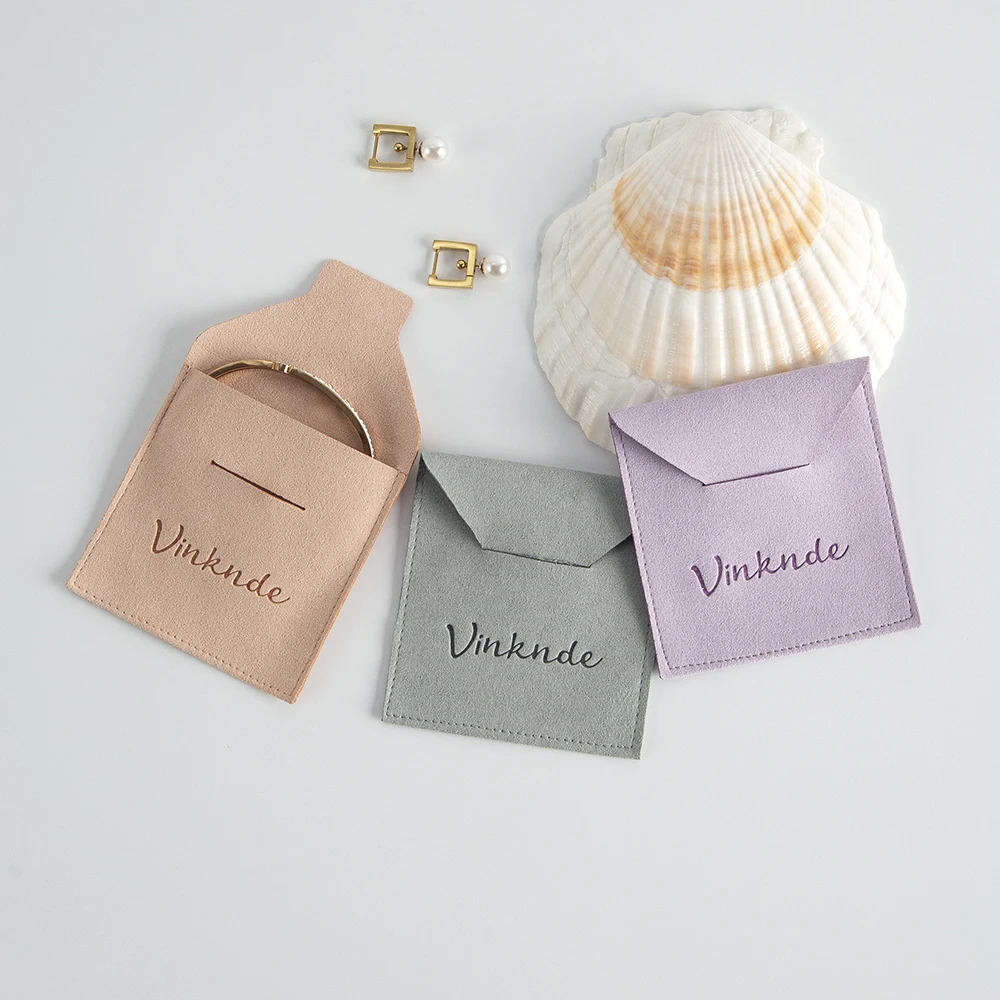 100Pcs/Lot Custom Logo Jewelry Suede Bag Microfiber Velvet Pouch For Bracelet Necklace Ring Earring Packaging Wedding Gift Bags