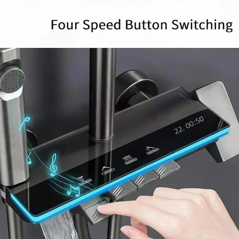 Intelligent Digital Thermostatic Shower System Bathroom Shower Faucet Set Temperature Display Rainlfall Bathroom Shower Set