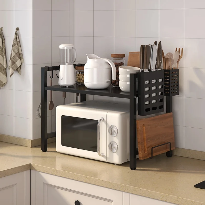 Adjustable Microwave Storage Rack Multi-Functional Kitchen Organizer with Large Capacity for Dishes Utensils and Spices