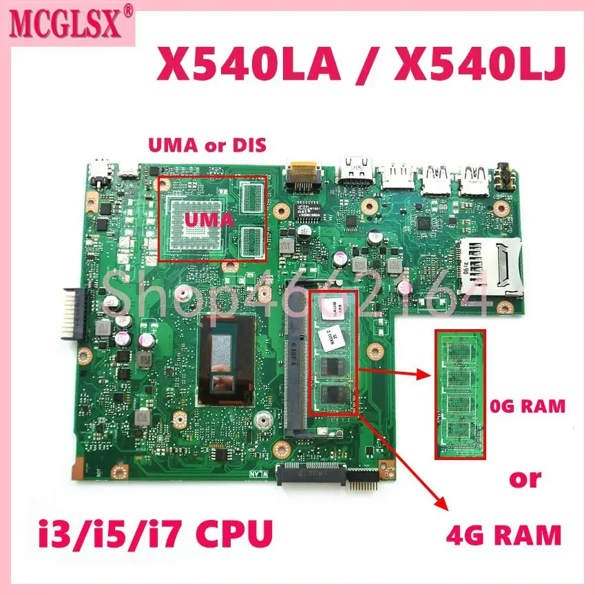 X540LJ i3/i5/i7 CPU 0GB/4GB-RAM UMA DIS Mainboard For ASUS X540L