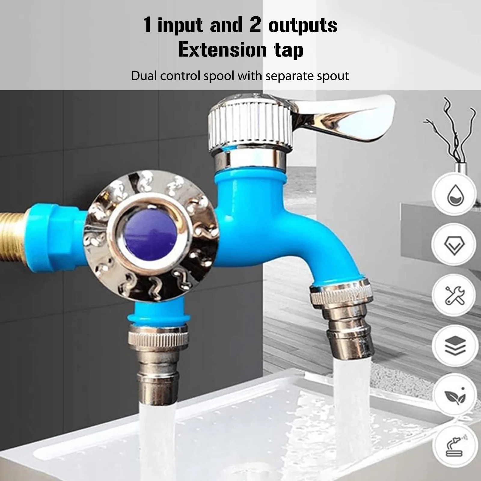 Mop Pool Tap Washing Machine Taps One in two out Washer Bibcock Wall Mounted Double Water Outlet Outdoor Garden Faucets