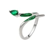 WYEAIIR Green Shiny Zircon Slytherin Snake INS 925 Sterling Silver Resizable Opening Ring For Women Luxury Jewelry 6